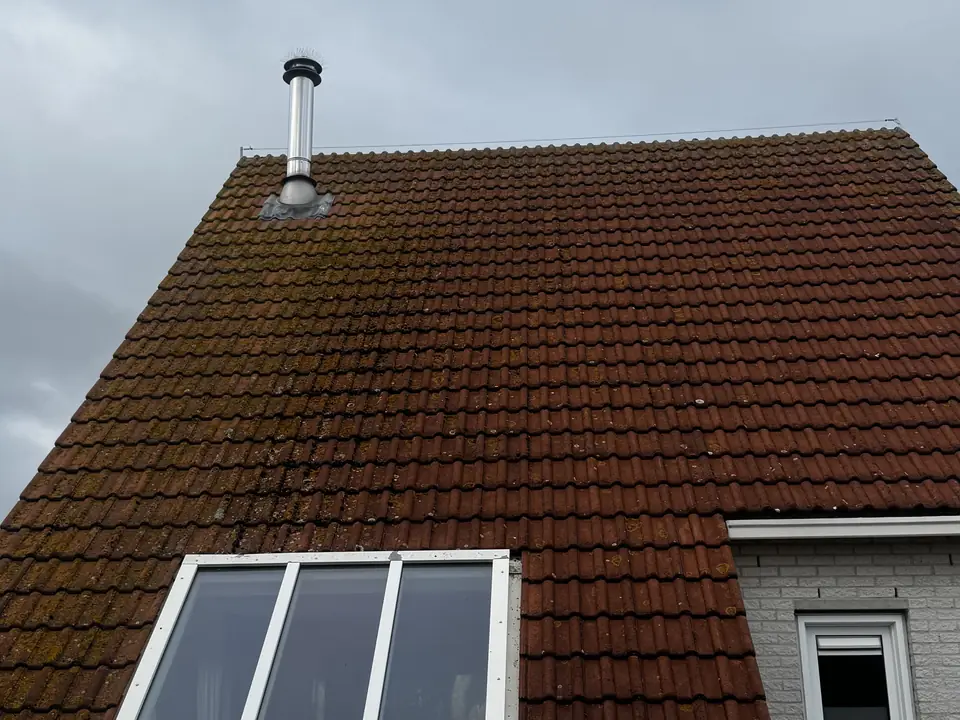Dof bemost pannendak met dakvenster