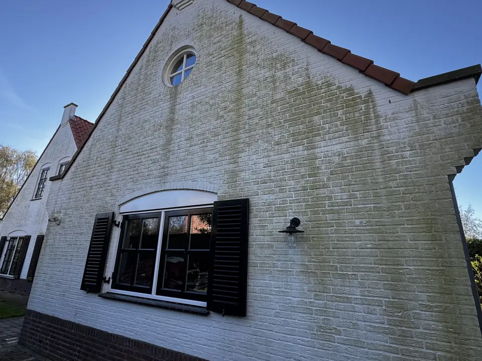Gevel voor en na de reiniging, voor de reiniging
